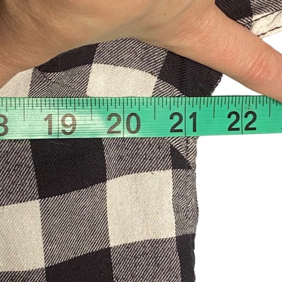 JACHS Girlfriend Flannel Womens Large Buffalo Plaid Black‎ White Western - Picture 10 of 10